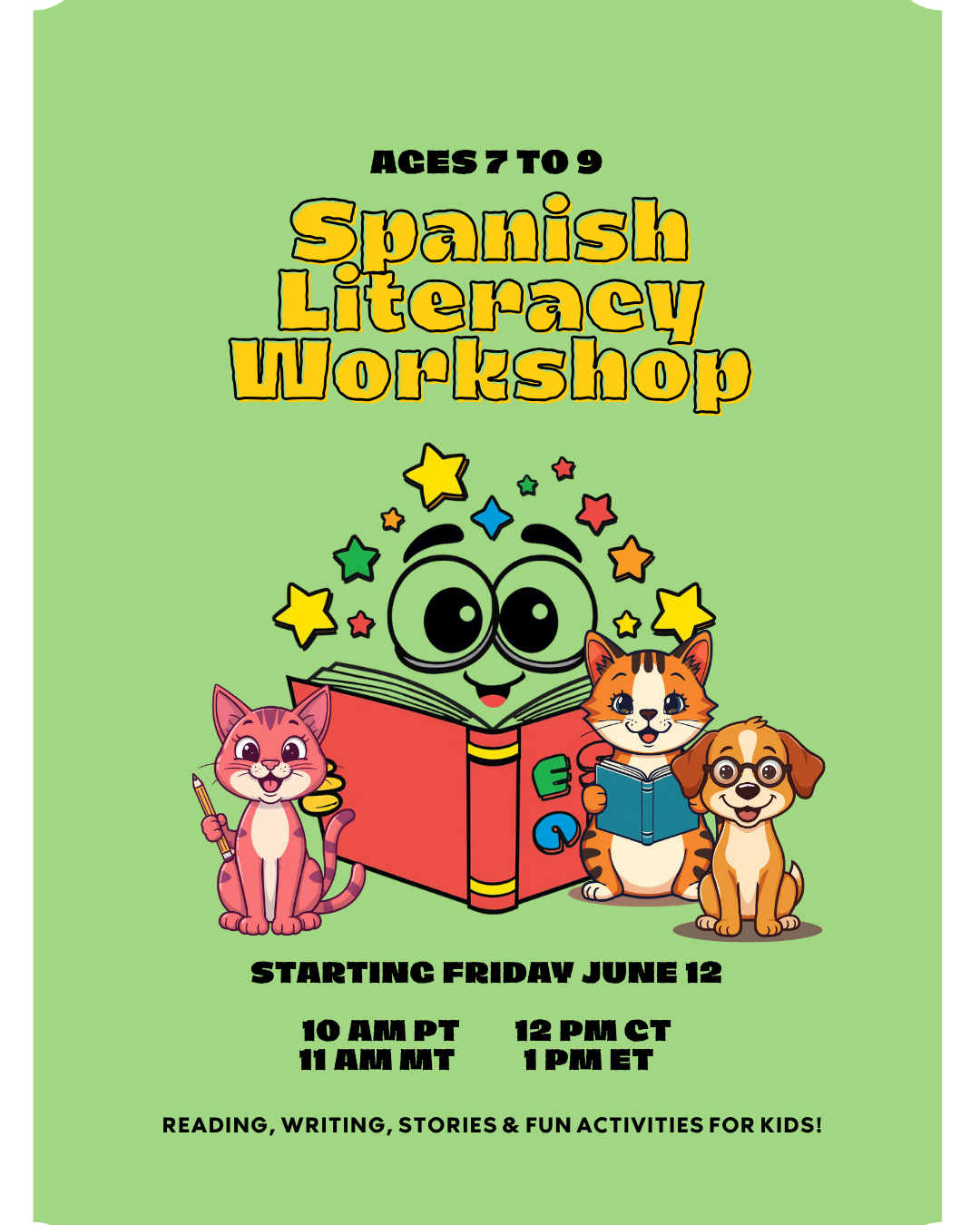 Spanish Literacy Workshop Poster for Kids (7-9)